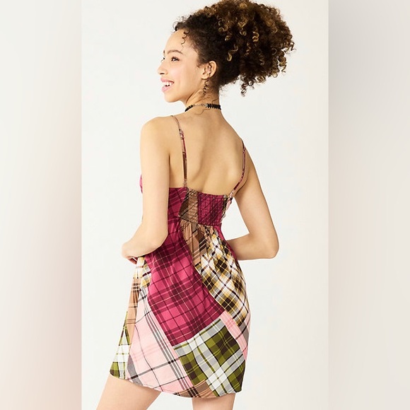 Juniors So®️ Lace Trimmed Plaid Slip Dress - Picture 2 of 3